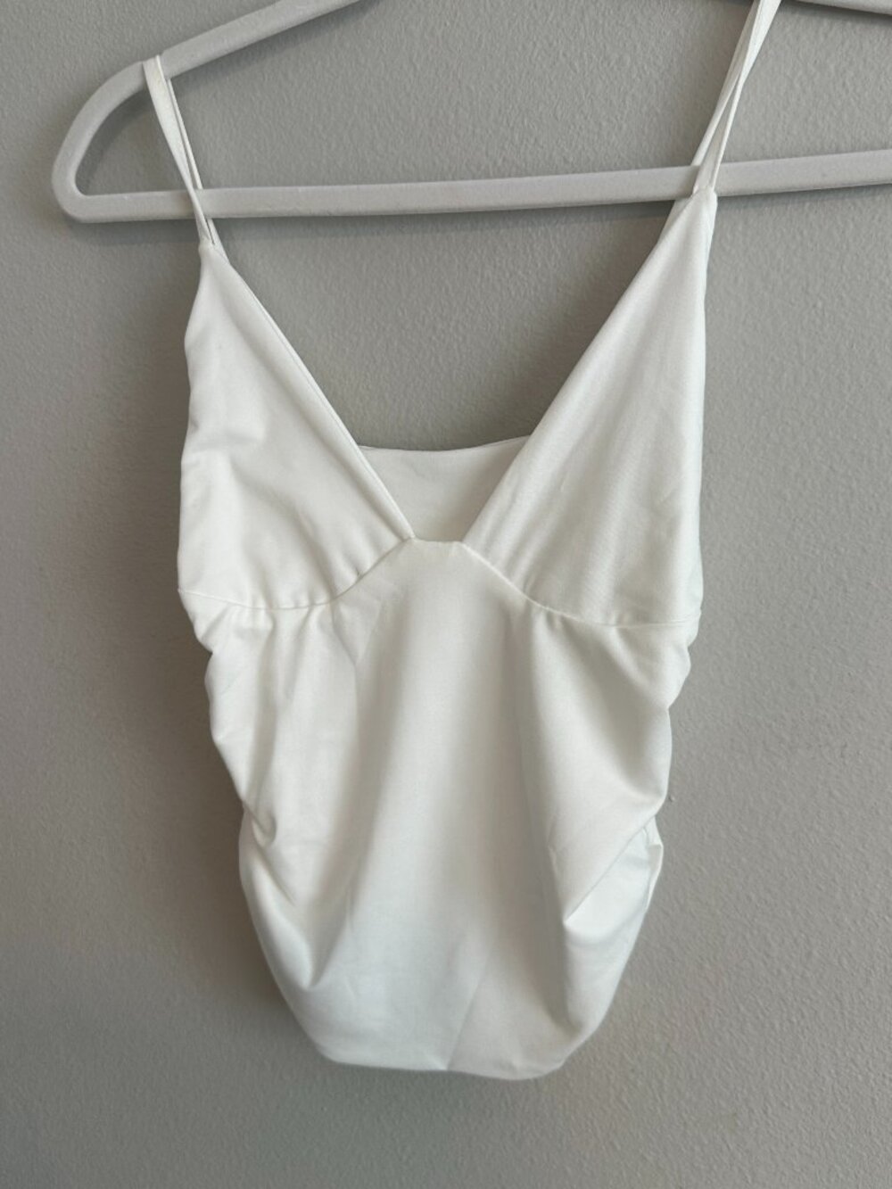 Ruched Side White Cami Top